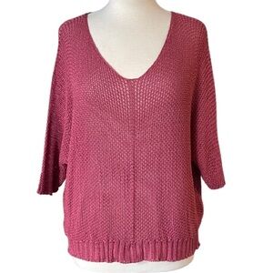 Meo Meli Italy Knit Sweater One Size Top Dolman Rosey Pink Minimal Lagenlook